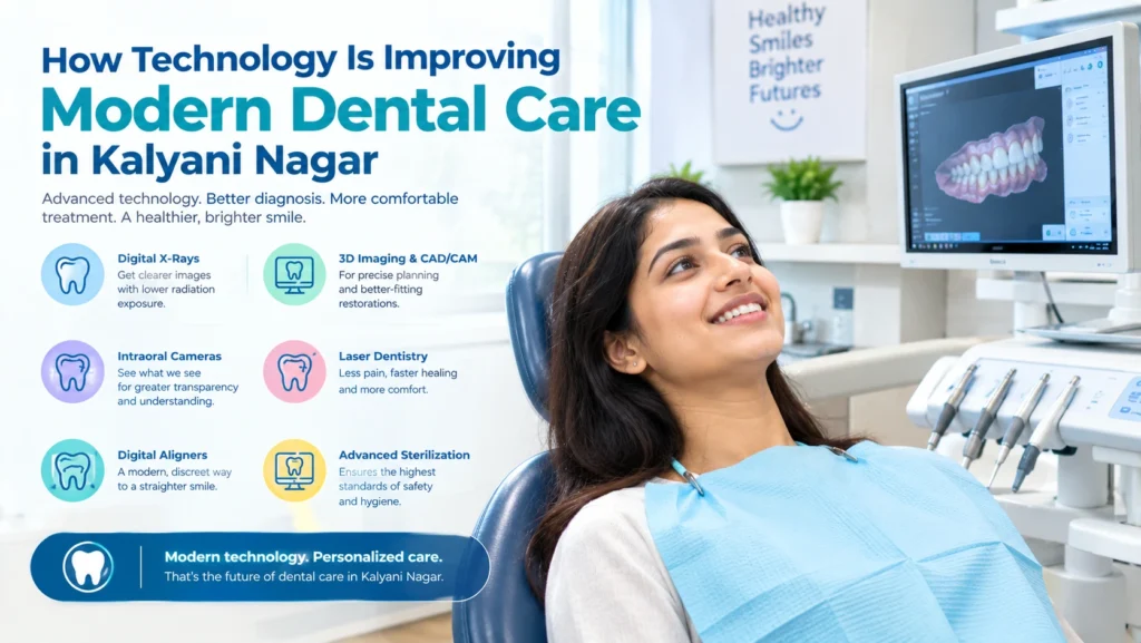 Dentist using digital dental technology to examine patient's teeth.