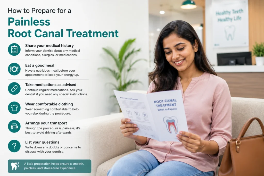 Dentist preparing a patient for a comfortable root canal treatment with modern dental care techniques
